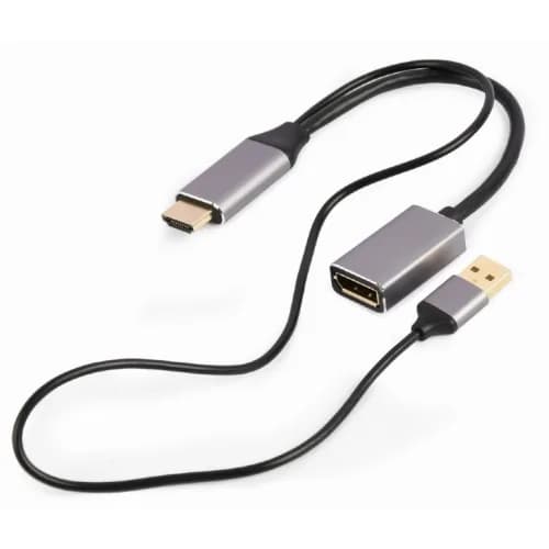 ADAPTOR video GEMBIRD, adaptor HDMI (T) la DisplayPort (M), 10cm, rezolutie maxima 4K (3840 x 2160) la 60Hz, USB power, negru, "A-HDMIM-DPF-02"
