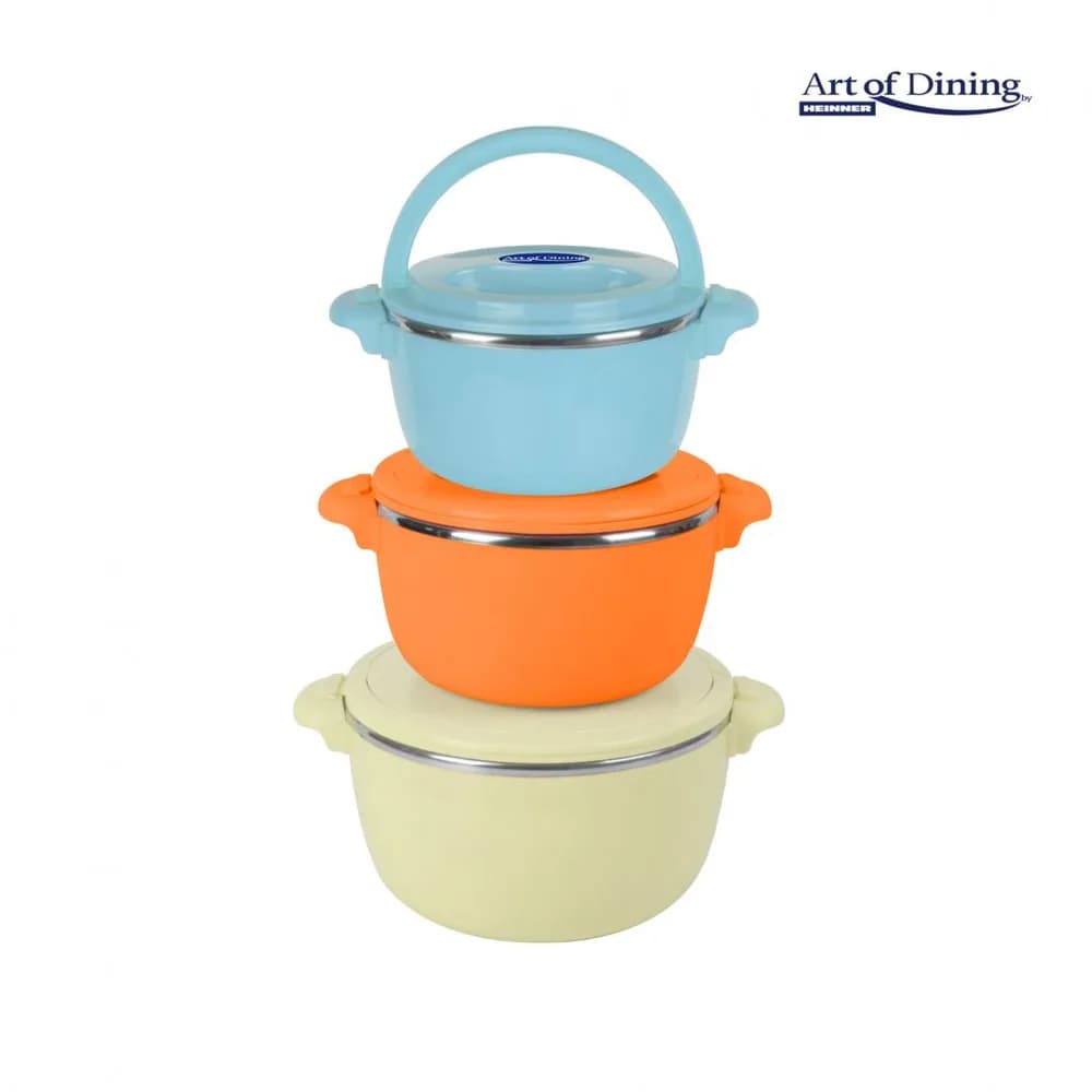 SET 3 CASEROLE TERMICE 2+4+6L,BELLY BEIGE, ART OF DINING BY HEINNER — miniatură