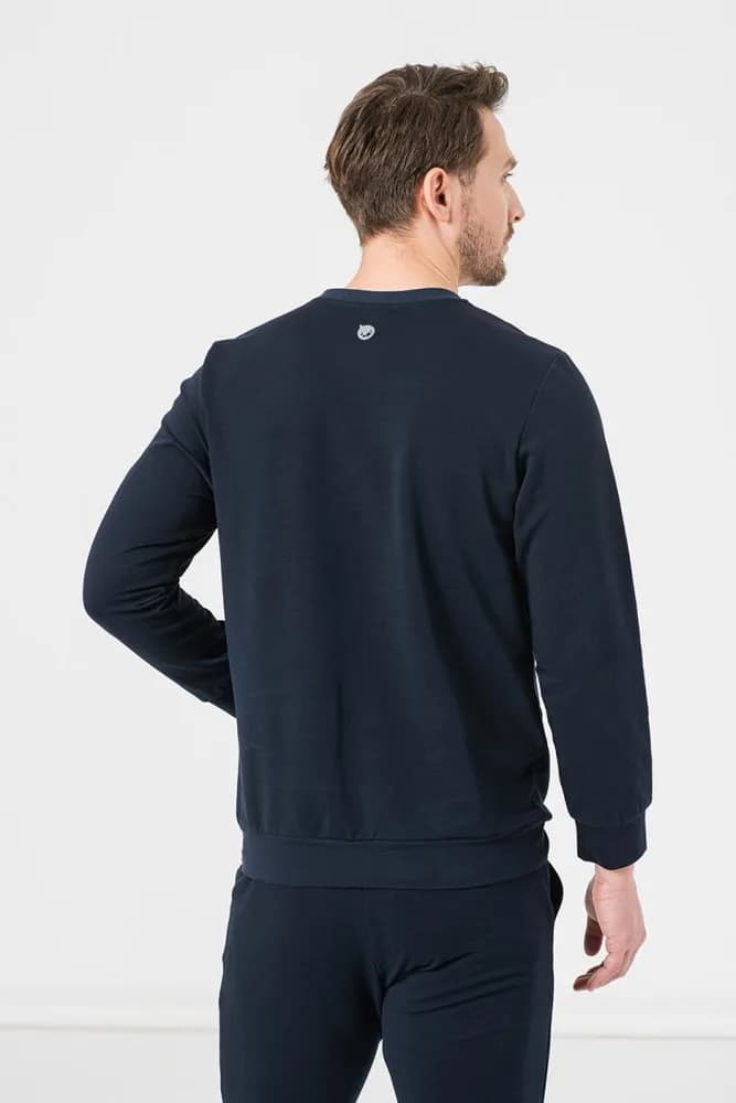 BLUZA COTON CASUAL BARBATI NAVY-M — miniatură