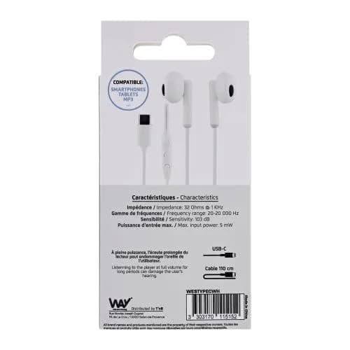 TNB WAY WIRED USB-C EARPHONES "WESTYPECWH"