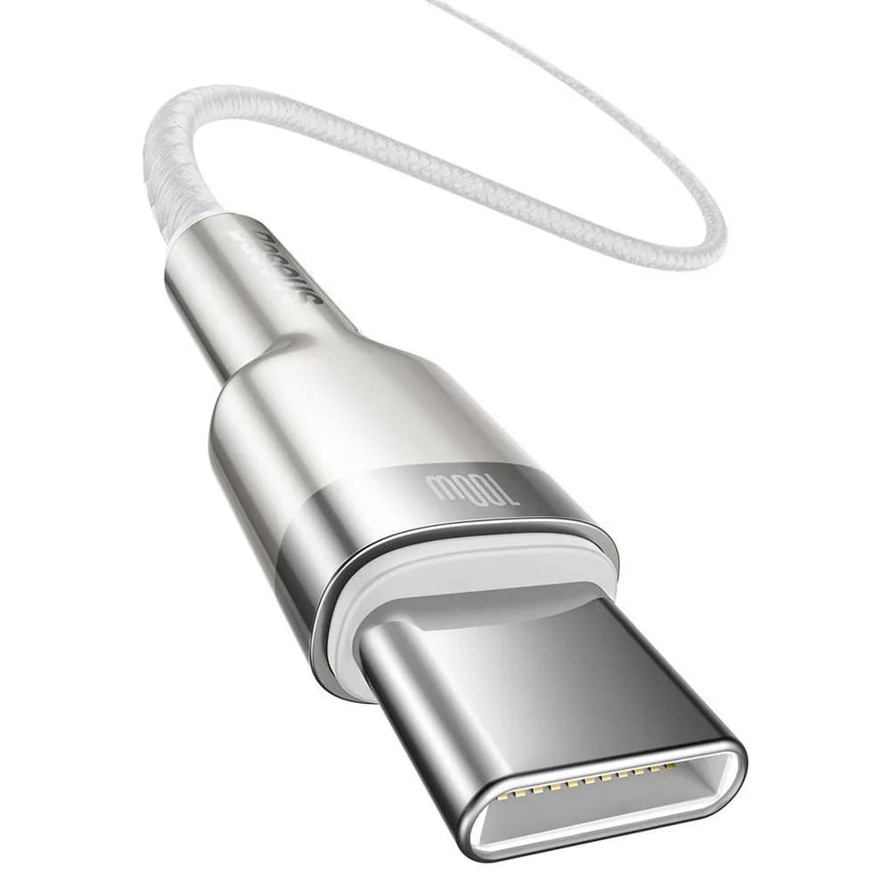 CABLU alimentare si date Baseus Cafule Metal, Fast Charging Data Cable pt. smartphone, USB Type-C la USB Type-C 100W, braided, 1m, alb "CATJK-C02" - 6953156202337 — miniatură
