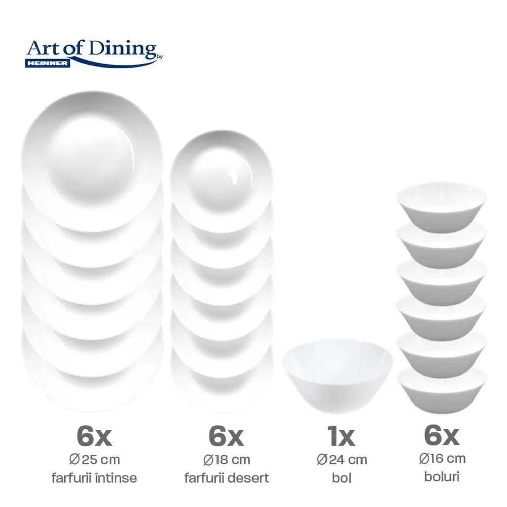 SERVICIU MASA DIN OPAL ALB 19 PIESE, ARIANA, ART OF DINING — miniatură