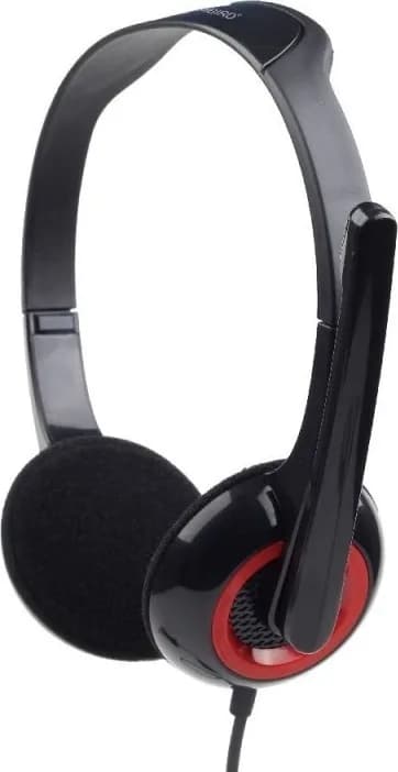CASTI Gembird, cu fir, standard, utilizare multimedia, microfon pe brat, conectare prin Jack 3.5 mm x 2, negru / rosu, "MHS-002"