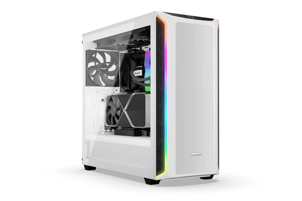 CARCASA be quiet! "SHADOW BASE 800DX", Middle Tower, ATX, fara sursa, 3xfan, USB 3.2 gen 1 x 2, USB Type-C x 1, audio+mic, PSU shroud, 7 sloturi expansiune, ARGB, alb, "BGW62" — miniatură
