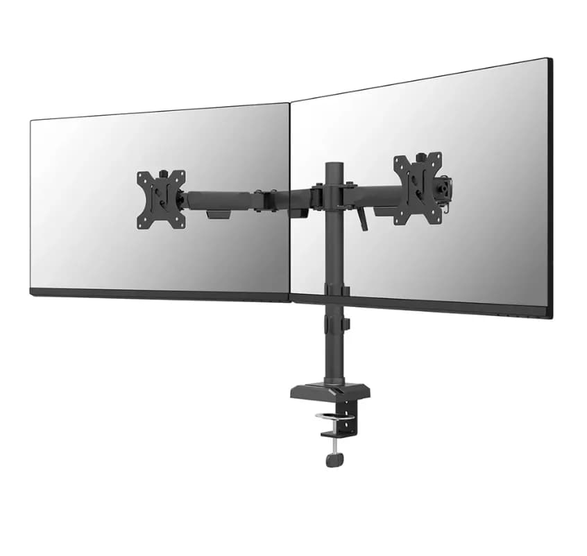 Brat dublu monitor Neomounts DS60-600BL2; pentru display-uri cu diagonale 10"-32", sistem de prindere VESA 75x75~100x100, greutate maxima suportata 8 - per ecrankg, full motion, tilt +45°, swivel 90°, rotate 180°, distanta fata de perete 99-459mm; culoare negru.