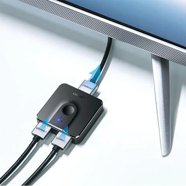 SWITCH video Ugreen, "CM217" 4K la 60Hz bi-directional, 2 x HDMI switch and HDMI splitter, negru, "50966"- 6957303859665 — miniatură