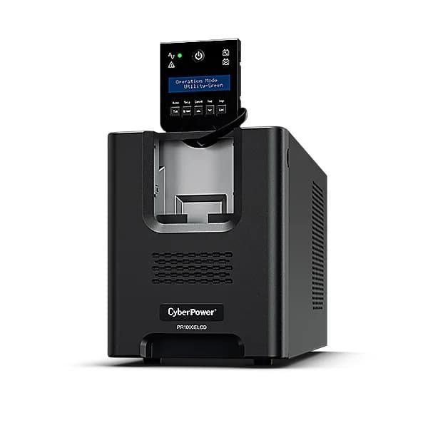 UPS CYBER POWER Line Int. cu Sinusoida Pura,tower,1000VA/900W,AVR,8xIEC,LCD,1xRBP0106,Backup 4-12 min,incarcare 8h,USB,RS232,GreenP,serie PR "PR1000ELCD" — miniatură