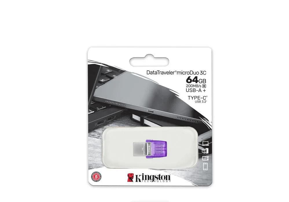 Memorie USB Kingston microDuo 3C 64 GB, USB 3.0, Purpuriu — miniatură