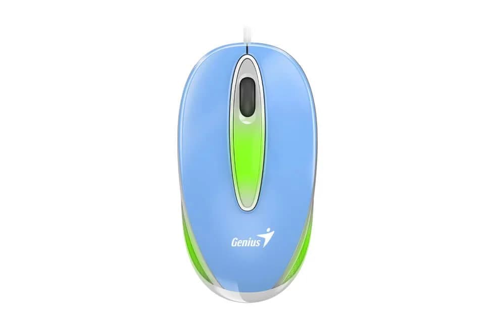 MOUSE Genius, "DX-Mini", PC sau NB, cu fir, USB, optic, 1000 dpi, butoane/scroll 3/1, LED, albastru, "31010025406"