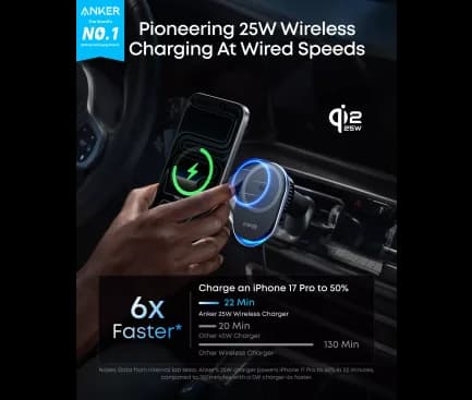 Alimentator auto Anker Prime, 48W max prin USB-C, 25W wireless, iluminare, 1 x USB-C, 1 x USB-A, 1 x wireless magnetic, negru, "B2933H11" - 0194644238384 — miniatură