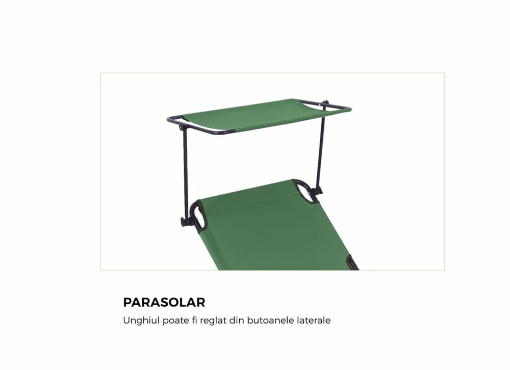 HEINNER SEZLONG CU PARASOLAR 186X55X24CM VERDE — miniatură