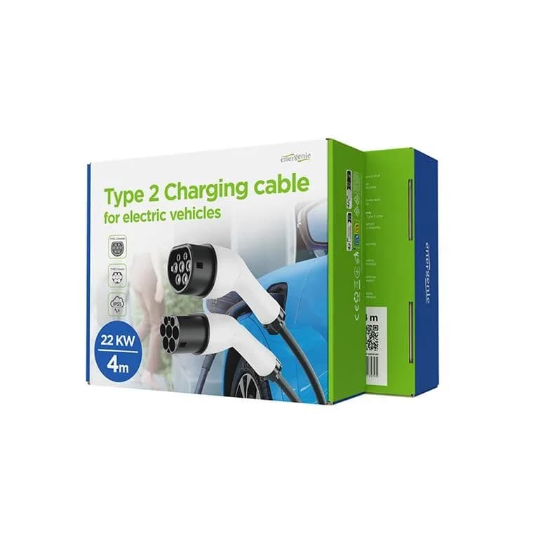 CABLU incarcare auto EV GEMBIRD, Type 2 (T) la Type 2 (M), 32A, trifazat, 22KW, cablu 5x6mm2 + 2x0.05mm2, IP55, 4m, black, "EV-T2MF-22KW-4M" — miniatură