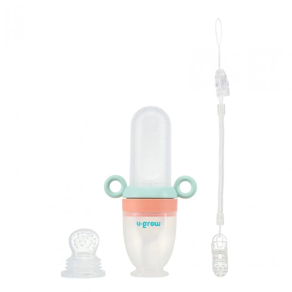 Dizpozitiv de hranire cu 2 tetine : suzeta fructe + lingurita, U-Grow — miniatură