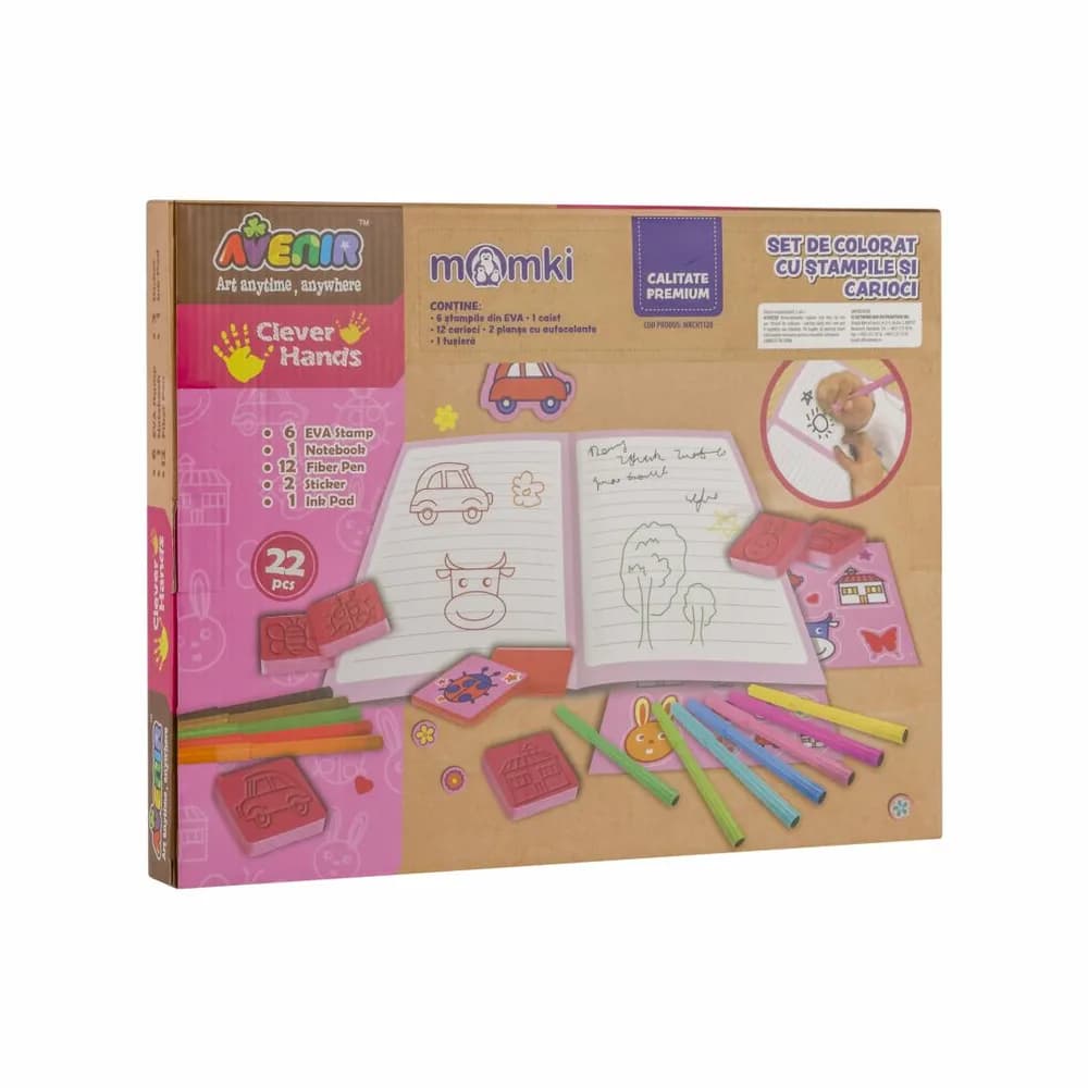 Set de colorat cu stampile si carioci — miniatură