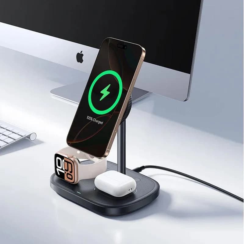 INCARCATOR wireless Baseus EnerFill FS41 3-in-1, magnetic, 22.5W, include cablu USB Type-C la USB Type-C, negru "P10281904123-02" (include TV 0.18lei) - 6932172686703 — miniatură