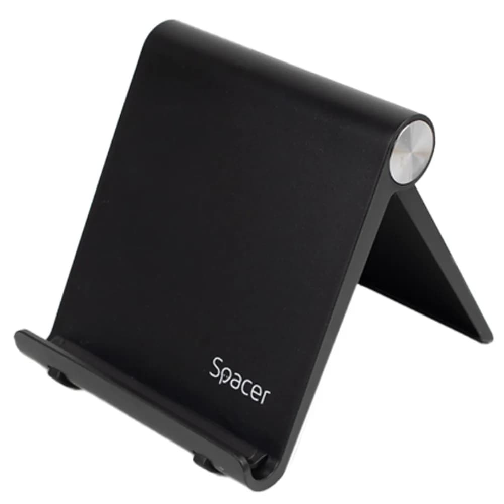 SUPORT telefon SPACER, pliabil, fixare pe birou, universal cu unghi ajustabil, dimensiuni 90 x 70 x 12mm, negru, "SPDH-FLIP-01-BK" — miniatură