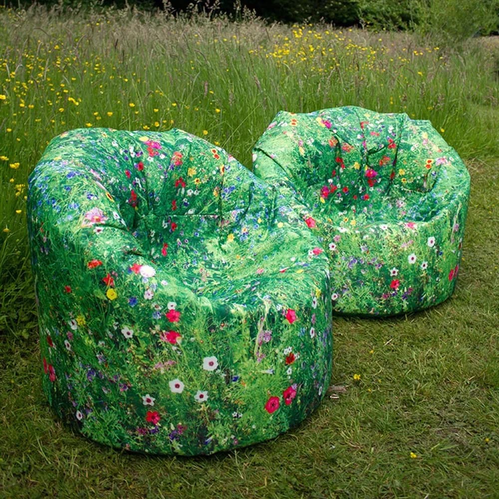 Puf cu imprimeu Pajiște de vară – 62cm x 62cm x 70cm — miniatură