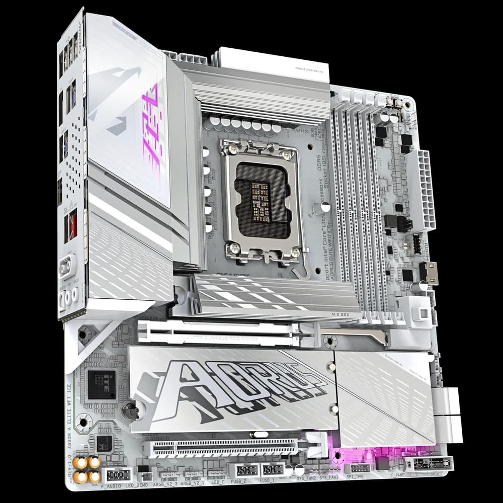 Placa de baza GIGABYTE Z890M AORUS ELITE WIFI7 ICE, LGA1851, DDR5, BT, Wi-Fi, Micro ATX, Alb "Z890M A ELITE WF7 ICE" — miniatură