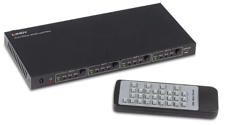 Matrix HDMI 4K UHD 4x4, 4 intrări și 4 ieșiri, HDMI 1.4, Lindy 38152