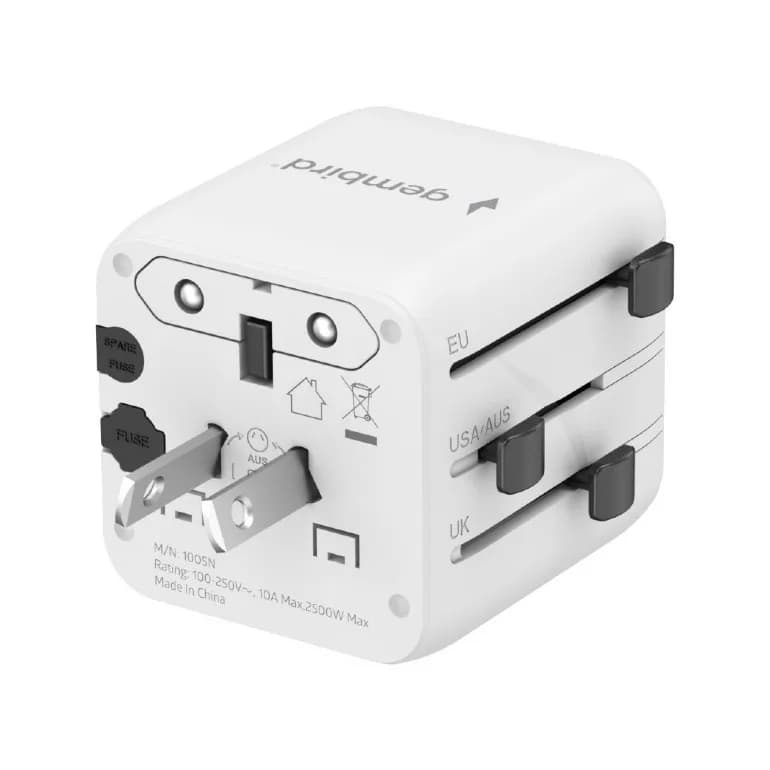 ADAPTOR GEMBIRD, universal, conectori: US/UK/EU/AU, siguranta 10A, max. 2500W, alb, "TPA-INT-01-W" — miniatură