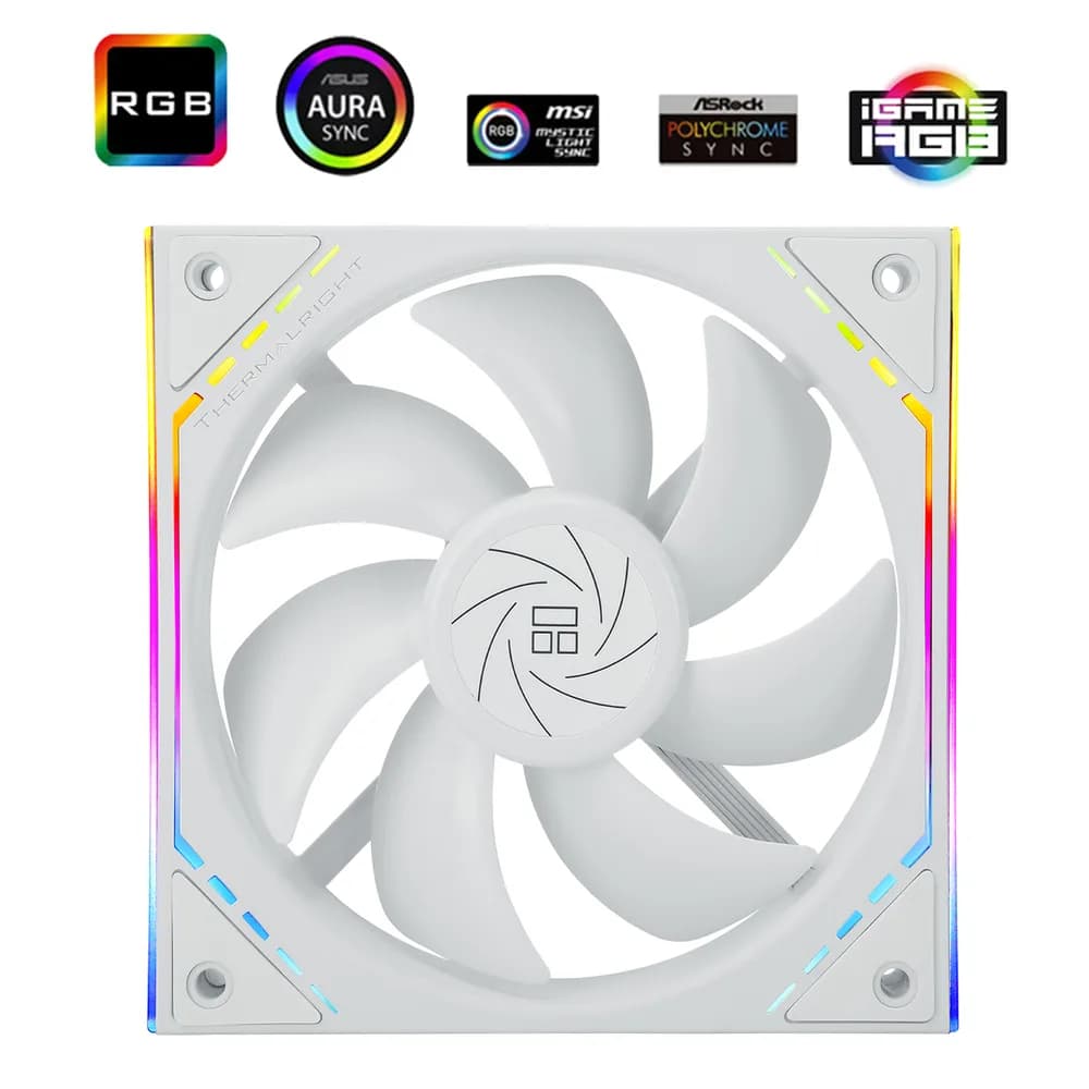 VENTILATOR Thermalright "TL-M12W", 120mm, 1500 RPM, S-FDB Bearing, 47.6 CFM, LED ARGB, 4pin PWM, alb, "TL-M12W" — miniatură