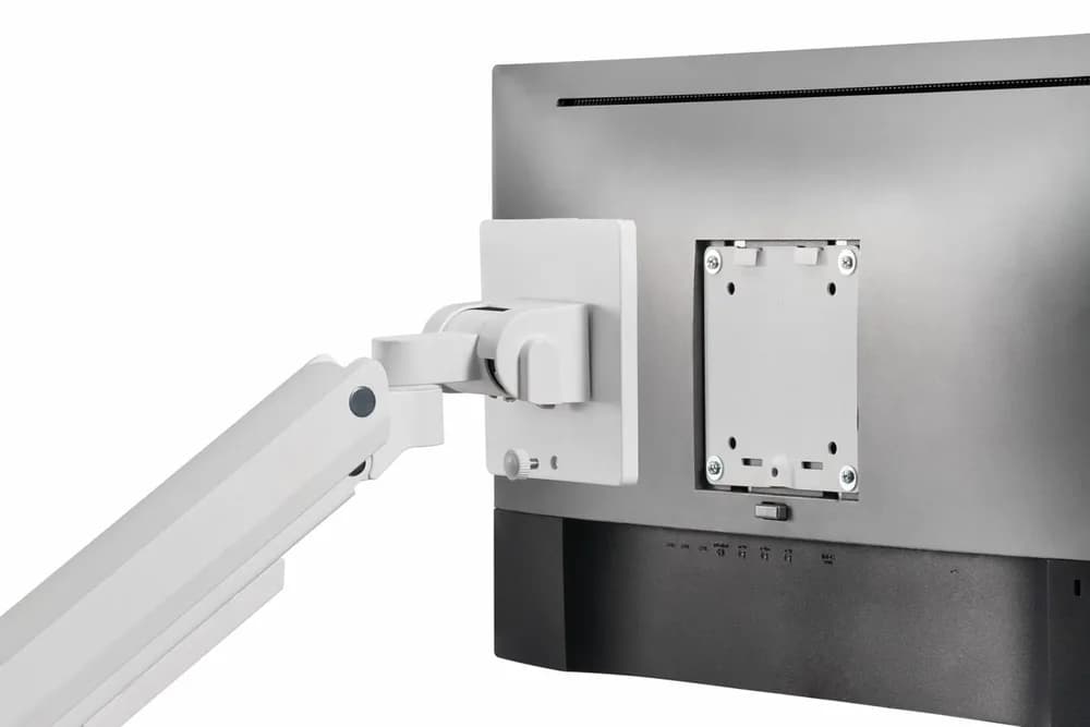 Suport monitor Serioux MM69-C012, compatibilitate dimensiune ecran 17"-49", arc cu gaz, greutate maximă suportata: (per ecran): 2~20 kg, VESA: 75x75, 100x100, inclinare: +50°~-20°, pivotare: +90°~-90°, rotația ecranului: +180°~-180°, instalare: clemă, grommet,alb — miniatură
