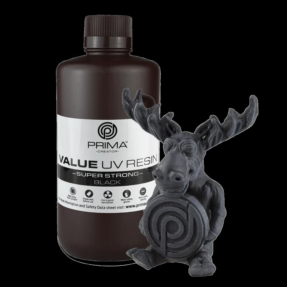 Rășină 3D PrimaCreator Super Strong UV – 1 kg – Black — miniatură