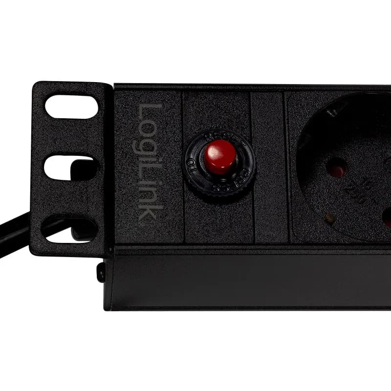PDU LOGILINK 1U pt. rack 19 inch, 8 prize Schuko, intrare Schuko, max 16 A, on/off, protectie la supratensiune, 2 x USB 2.1A, 2 m, "PDU8C02" — miniatură