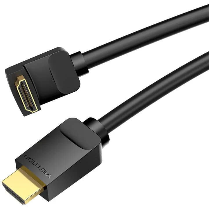 Cablu video Vention, HDMI(T) la HDMI(T), 1.5m, rezolutie maxima 4K la 60Hz, conectori auriti, cupru, unghi 270 grade, negru, "AAQBG" - 6922794745353 — miniatură