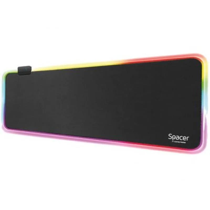 Mousepad RGB Spacer gaming, cauciuc si material textil, 900 x 300 x 3 mm, 1.8 m lungime cablu, imagine