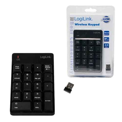 Tastatura LogiLink ID0120, Wireless, Negru — miniatură