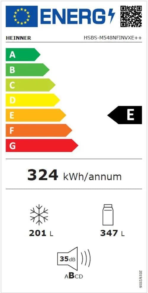 Side by Side HEINNER HSBS-M548NFINVXE++, No Frost, 548 L, Clasa E, Aspect Inox — miniatură
