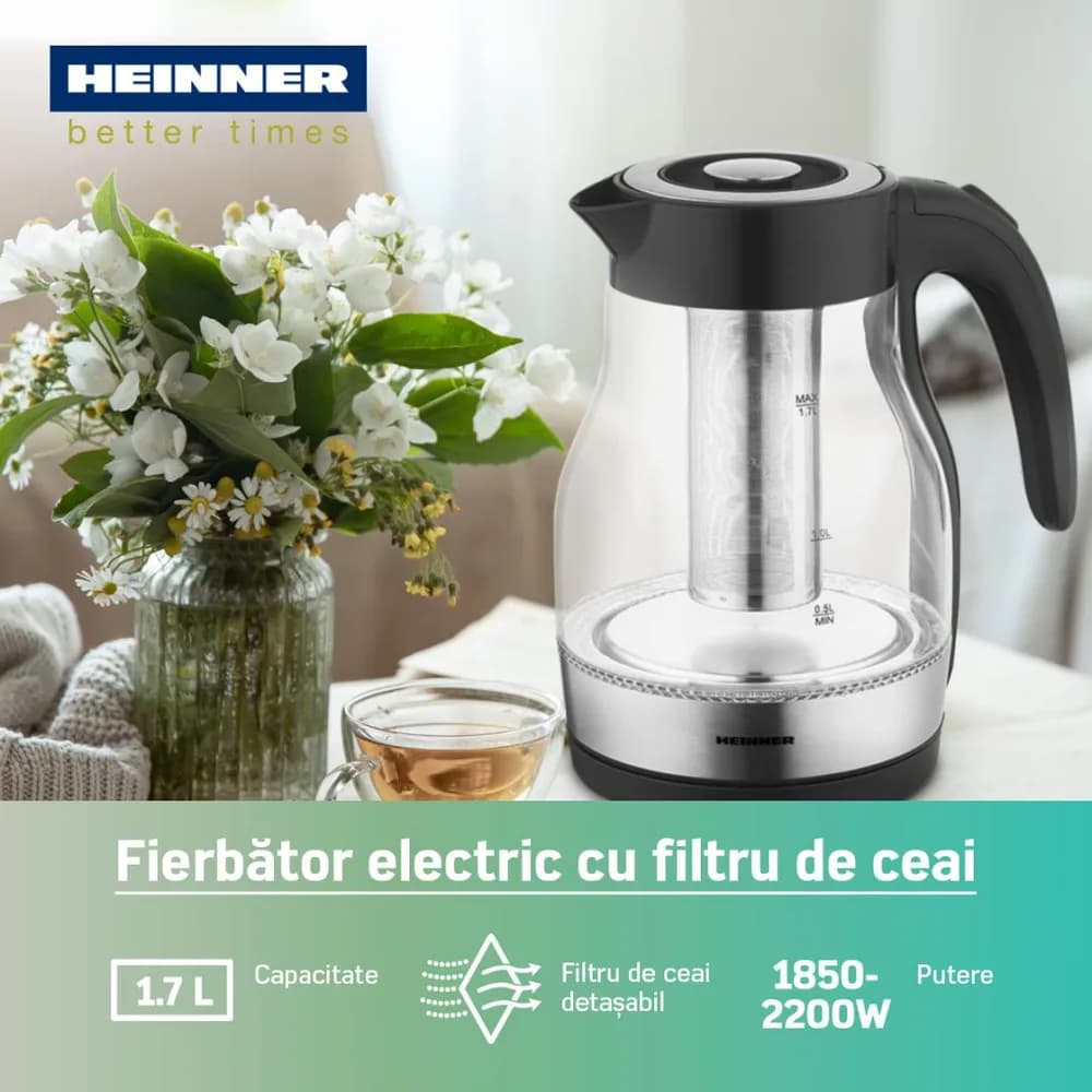 FIERBATOR ELECTRIC CU FILTRU CEAI HEINNER HEK-TF2200GBK — miniatură