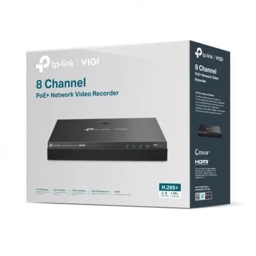 NVR PoE TP-Link VIGI 8 canale 2008H-8MP ; 93W, 8 MP,2 SATA Interface, max 16TB(neinclus), H.265+; ONVIF, detecție mișcare, linie, intruziune, persoane, vehicule etc. — miniatură