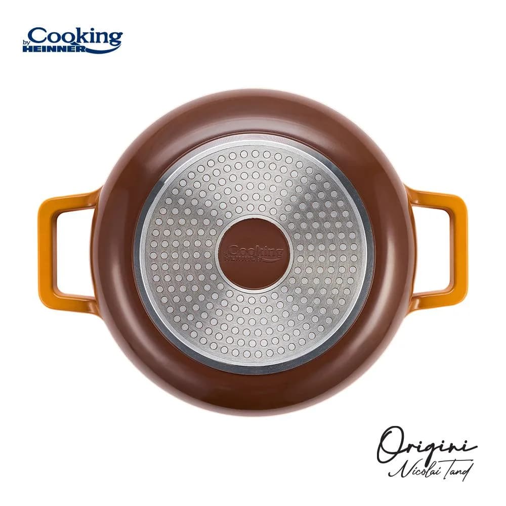 SEMIOALA ALUMINIU TURNAT + CAPAC 26x12.5 CM,5.8L, NICOLAI TAND, ORIGINI, COOKING BY HEINNER — miniatură
