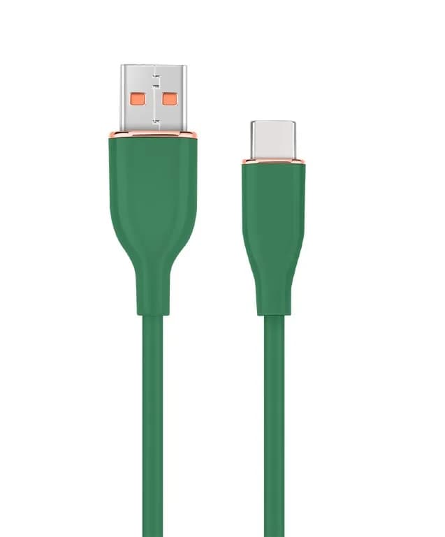 CABLU alimentare si date GEMBIRD, pt. smartphone, USB 2.0 (T) la USB 2.0 Type-C (T), 1.5m, protectie silicon, verde, "CC-USB2S-AMCM-1.5M-G"