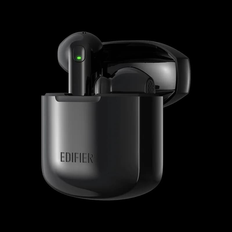 CASTI Edifier, wireless, intraauriculare - butoni, pt smartphone, microfon pe casca, conectare prin Bluetooth 5.4, IP54, USB-C, negru, "W200T-BK" — miniatură