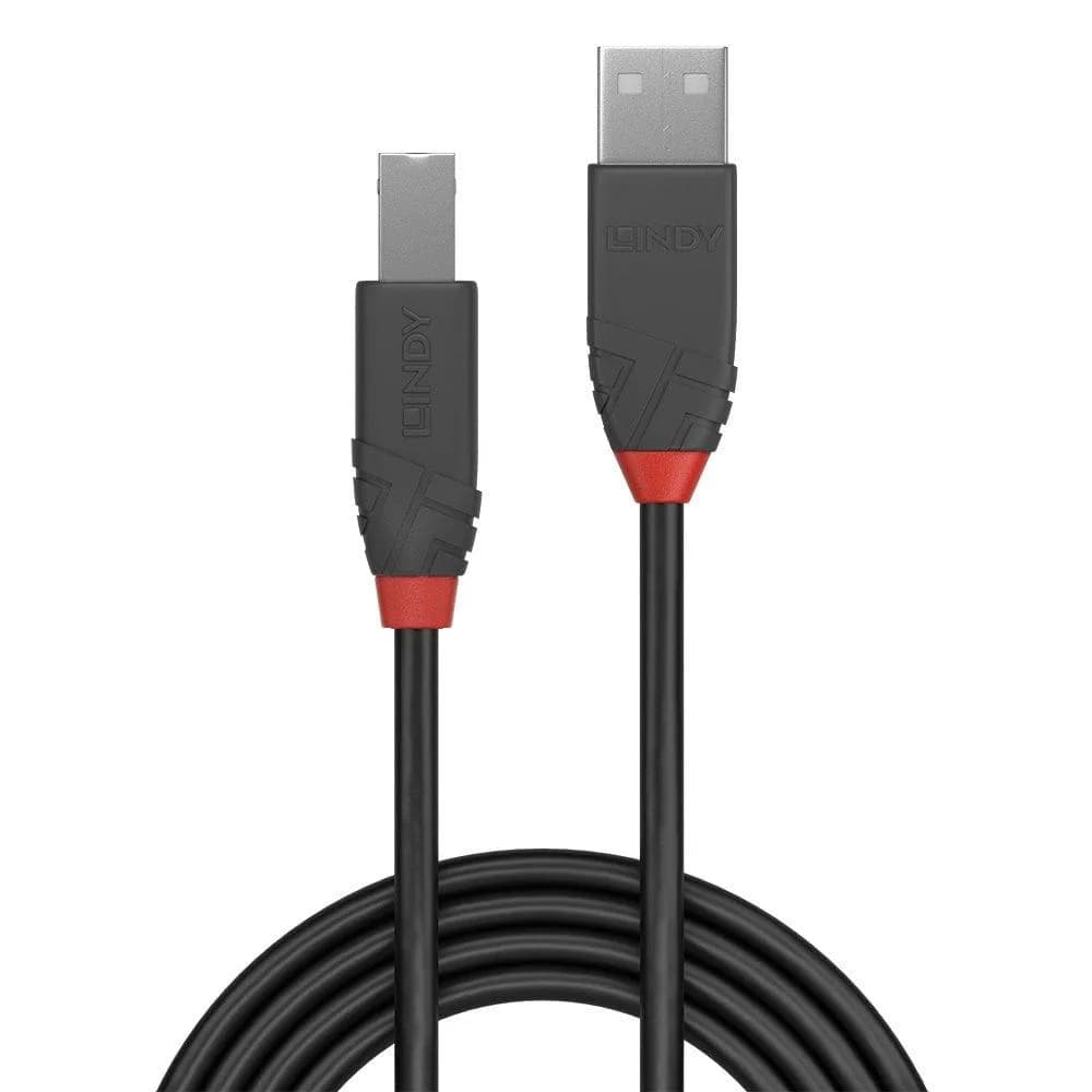 Cablu transfer Lindy LY-36675, USB 2.0 Type A to B, 5m, Anthra Line — miniatură
