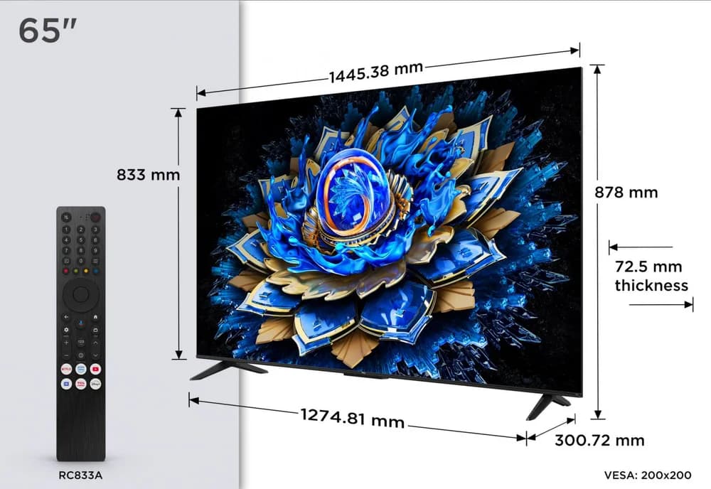 Televizor TCL QLED 65T69C, 164 cm, Smart Google TV, 4K — miniatură