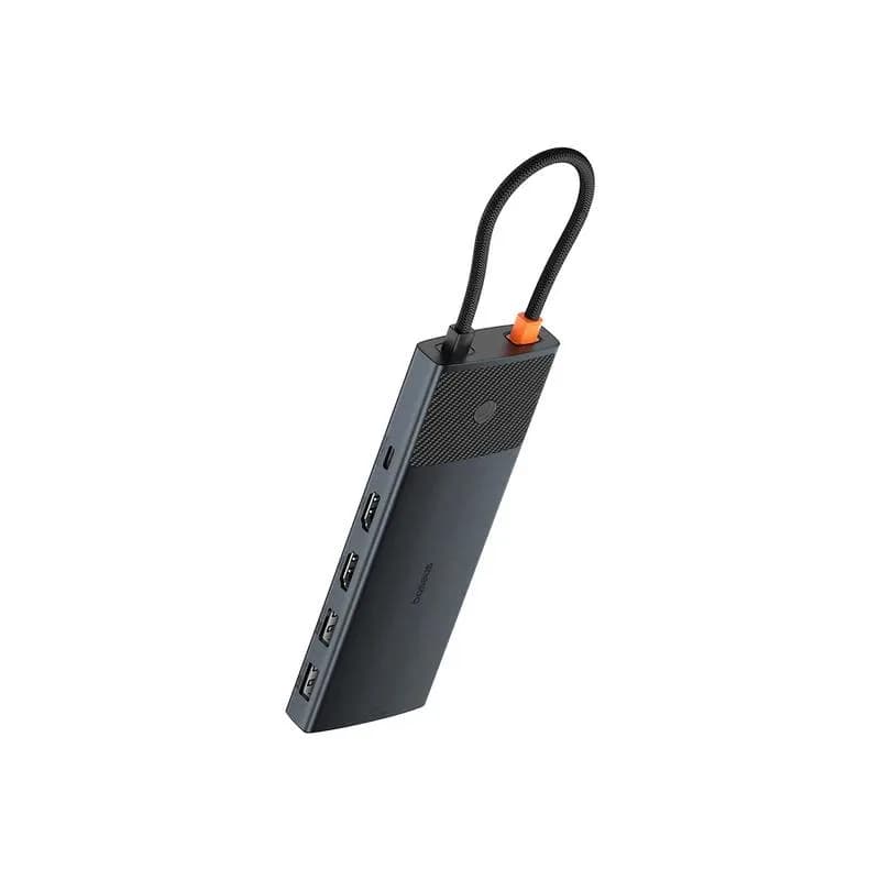 DOCKING Station Baseus Metal Gleam Series II 10-in-1, conec PC USB-C, USB 3.0x2, USB Type-Cx1, USB-Type-Cx1 PD 100W, HDMIx2/4K/60Hz, Gigabit RJ-45x1,card readerx1,LED, gri "B00061800123-01" - 6932172689667 — miniatură