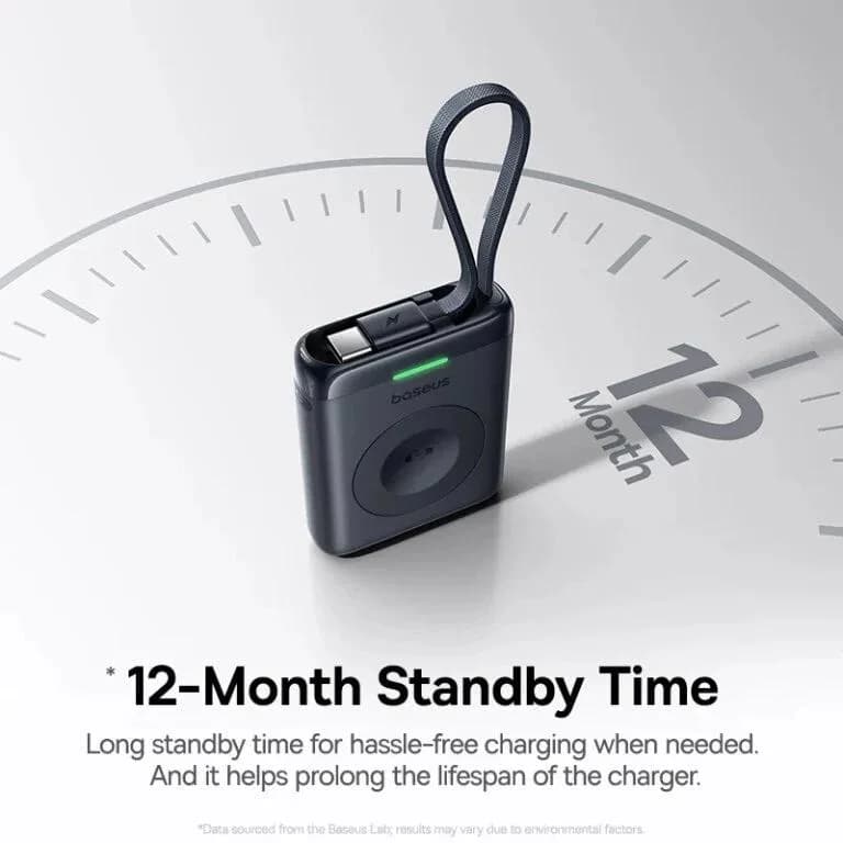 POWER BANK Baseus EnerFill FW11, 1640mAh, compatibil cu Apple Watch, 5W, cablu integrat 1 x USB Type-C, negru, "E0205301" - 6953156298989