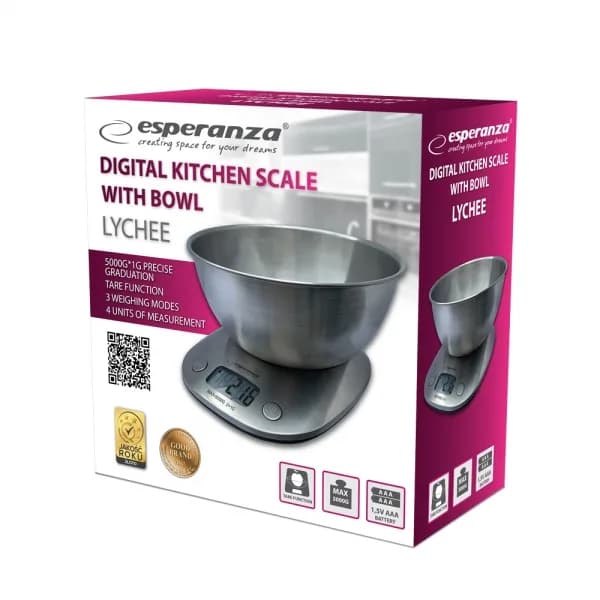 Cantar de bucatarie Esperanza LYCHEE EKS008 max. 5kg Inox "EKS008" — miniatură