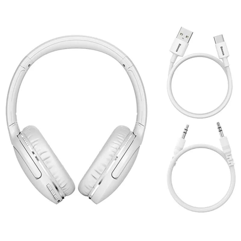 CASTI Baseus Encok D02 PRO, utilizare multimedia, smartphone, over the ear, pliabile, microfon pe casca, conectare prin Bluetooth 5.0, alb "NGTD010302" - 6932172611699 — miniatură
