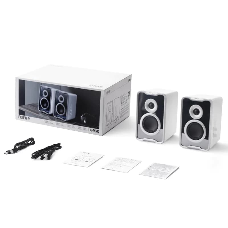 BOXE EDIFIER 2.0, RMS: 30W (2 x 15W), Bluetooth 5.4, USB-A, AUX, WHITE, "QR30-W" — miniatură
