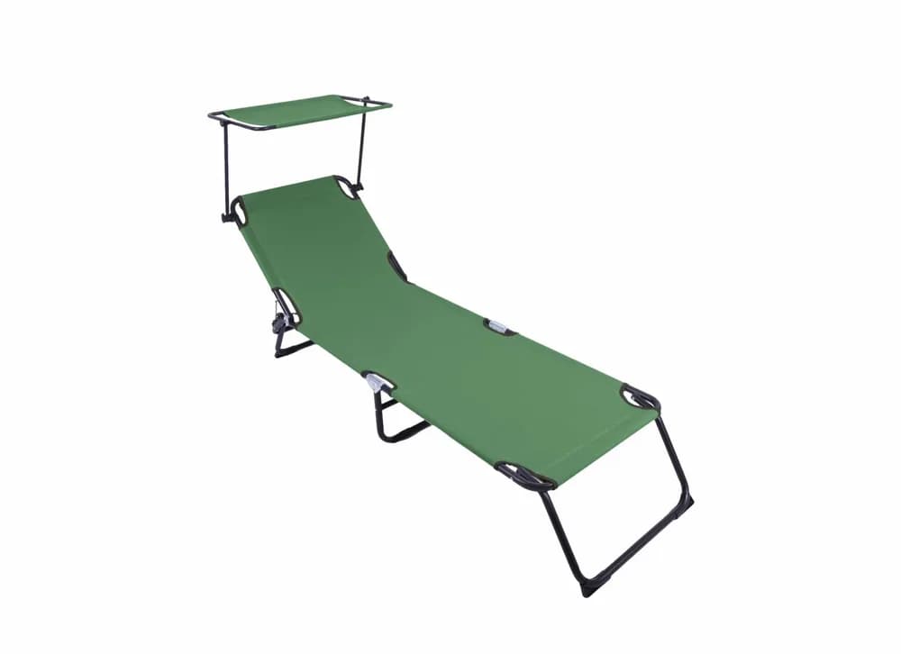 HEINNER SEZLONG CU PARASOLAR 186X55X24CM VERDE — miniatură