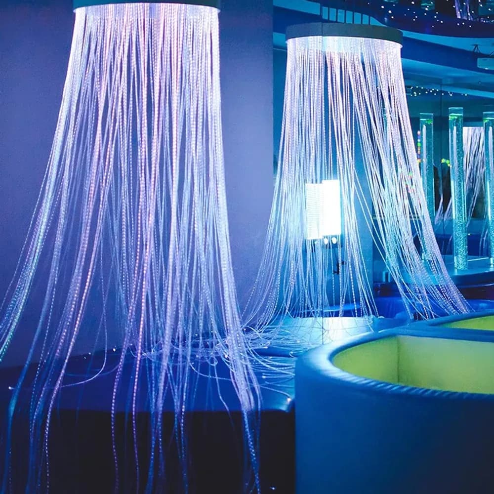 Perdea circulara senzoriala din fibra optica, incluzand fibrele si sursa de lumina — miniatură