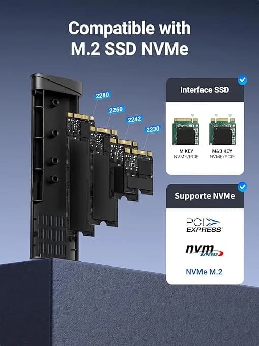 RACK extern Ugreen, "CM767" pt SSD M.2 NVMe/PCIE 3.0 compatibil cu form factor 2280, 2260, 2242 si 2230, cablu 50 cm USB-C 3.1 la USB Type-C 3.1, aluminiu, gri "35267" - 6941876232673 — miniatură