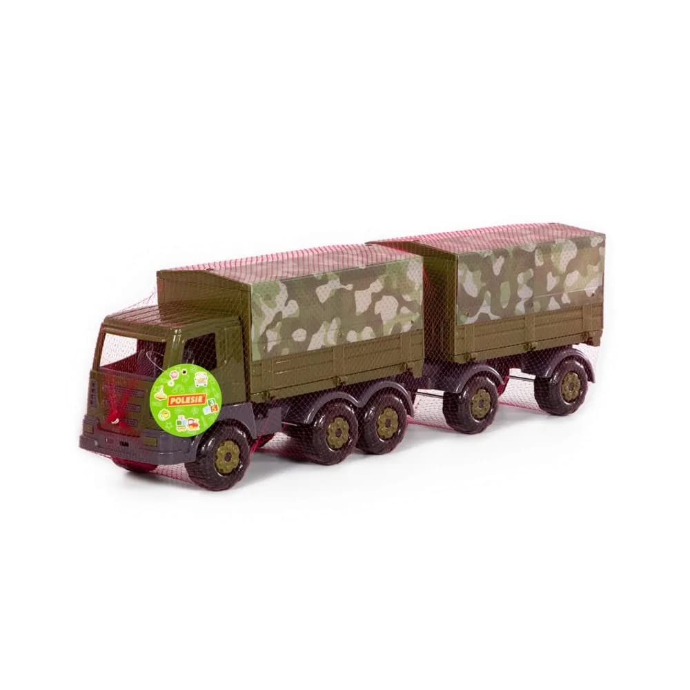 Camion militar cu prelata si remorca - SuperTruck, 71x16x22 cm — miniatură