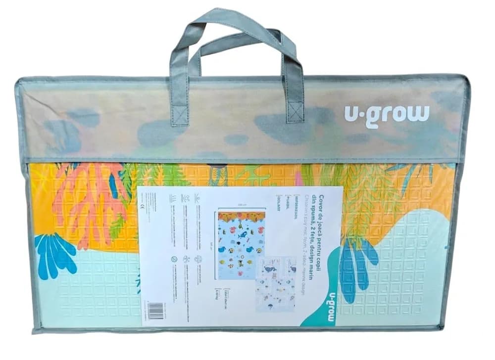 Covor de joaca pentru copii U-Grow, din spuma, pliabil, 2 fete, impermeabil, izolant, 180 x 120 x 1 cm, design marin — miniatură