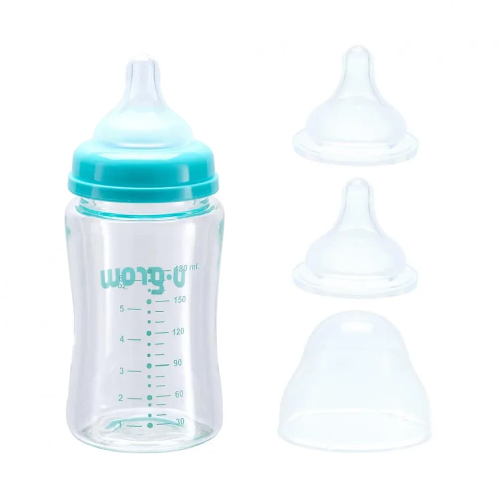 Biberon de sticla180 ml+2 tetine, U-Grow — miniatură